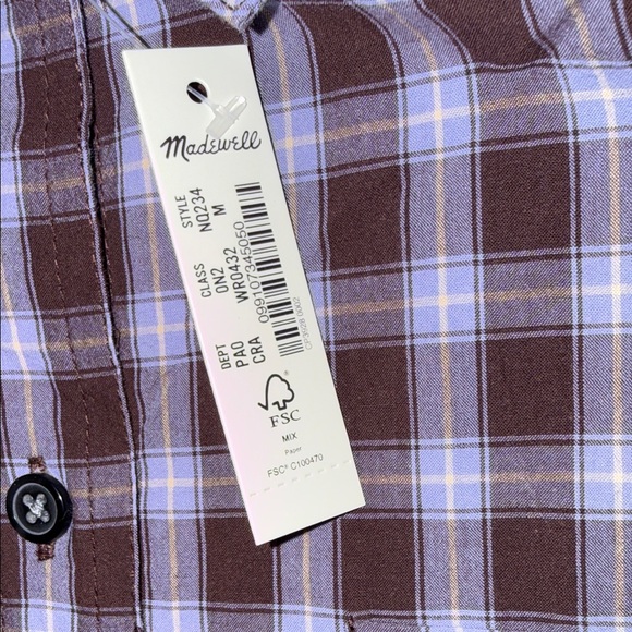 NWT Madewell The Signature Poplin Crop Shirt Size Medium Plaid - Picture 4 of 8